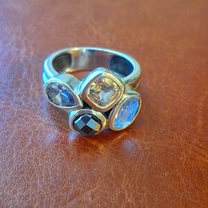 Vintage Silpada .925 Silver Wine Flight Ring with Multi-Stone Design